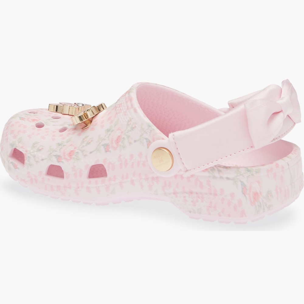 🎀CROCS Kids' x LoveShackFancy Bow Back Classic Clog PINK MILK with Charms🎀 - Picture 3 of 9